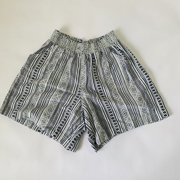Sound Style Pants - Sound Style Linen Shorts Women M Navy Blue Stripe Southwestern Aztec Vacation